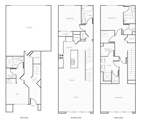 Floor plan for 3 beds, 3 baths, 1903 sqft